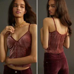 NWT Anthropologie Corset-Seamed Velvet Cami | XL